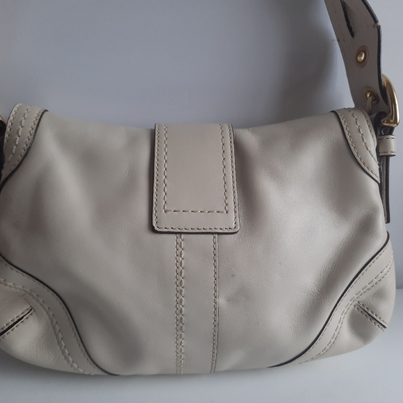 COACH WHITE LEATHER MINI SIGNATURE SOHO SMALL HOBO HANDBAG SATCHEL SHOULDER - Picture 7 of 10